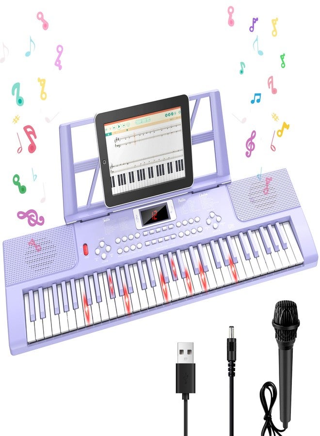 TWFRIC Piano Keyboard, 61 Key Upgrade Kids Pianos Music Toy with Light-up Keys & Pro Teaching Modes, Dual Speaker, 70 Demos,100 Tones, 100 Rhythms Perfect Christmas/Birthday Gift for Kids (Purple) - Image 1