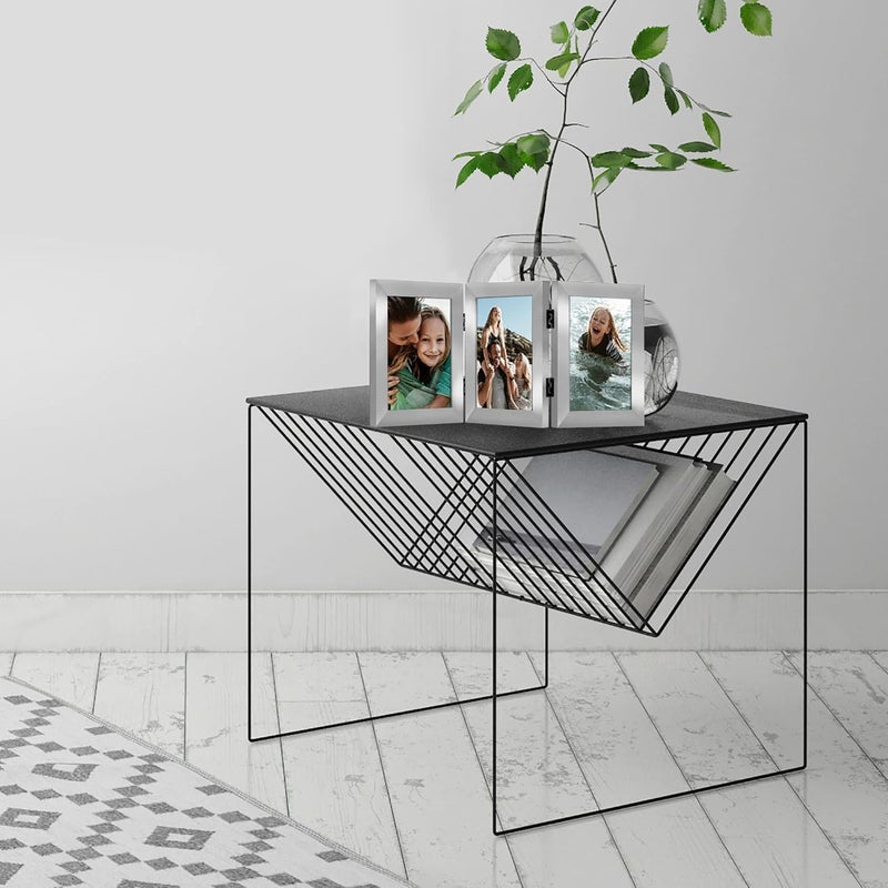 Americanflat Americanflat Hinged 3 Picture Frame 5x7 with ShatterResistant Glass  Signature Collection  Foldable Picture Frame for Tabletop Display  Silver  - Image 4