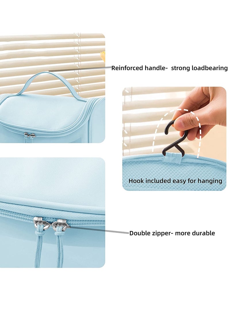KASTWAVE - Makeup Brush Bag Travel Size Toiletries Containers, Clear Waterproof Toiletry Bags with Shampoo Bottles, Cosmetic Organizer Make Up Pouch For Traveling Bathroom Skincare Accessories, Blue - Image 1