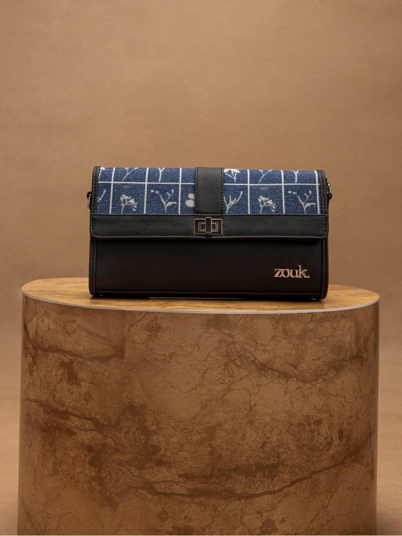 ZOUK Rhea Kapoor Tarini Clutch for Women | Elegant Flap Closure Evening Clutch | Detachable Adjustable Strap | Party & Formal Event Purse | Lakshadweep Azure - Image 3