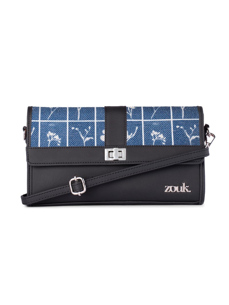ZOUK Rhea Kapoor Tarini Clutch for Women | Elegant Flap Closure Evening Clutch | Detachable Adjustable Strap | Party & Formal Event Purse | Lakshadweep Azure - Image 4