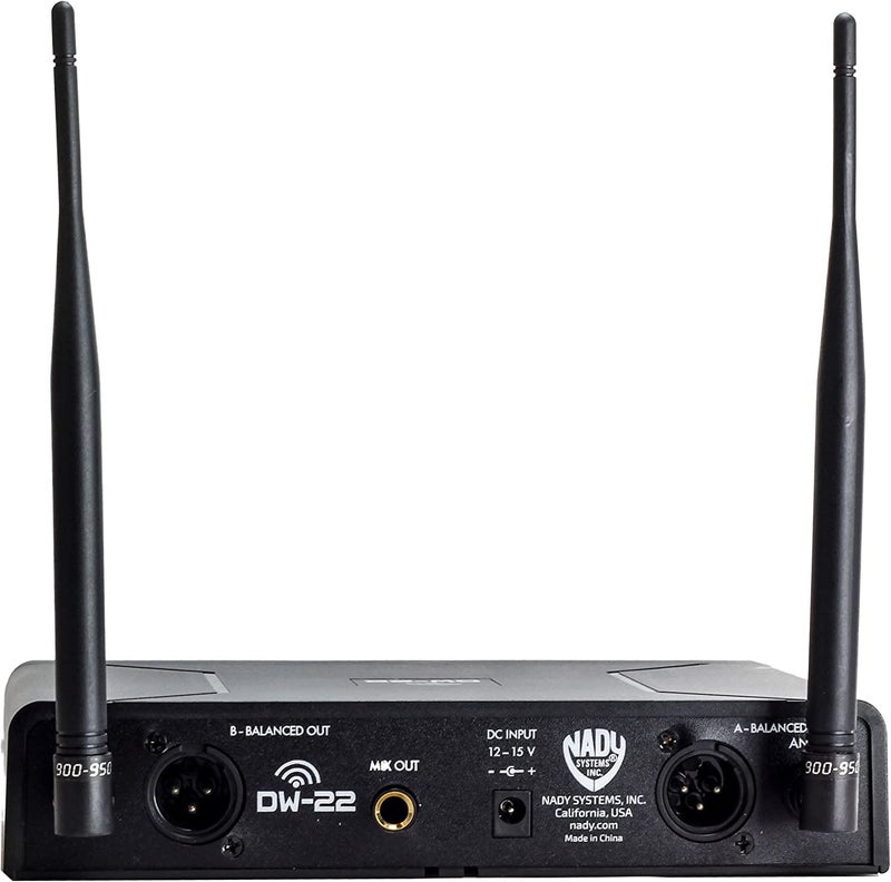 Nady DW-22 Dual Digital Wireless Handheld Microphone System – Dual fixed UHF frequency – Ultra-low latency with QPSK modulation - Dual XLR and mixed ¼” outputs - Image 4