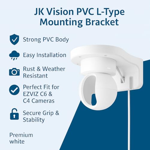 JK Vision PVC Indoor & Outdoor Wall Mount L-Type Mounting Bracket Specially Designed to be Compatible with EZVIZ C6 Series & C4 Series Smart CCTV Security Cameras. - Image 4