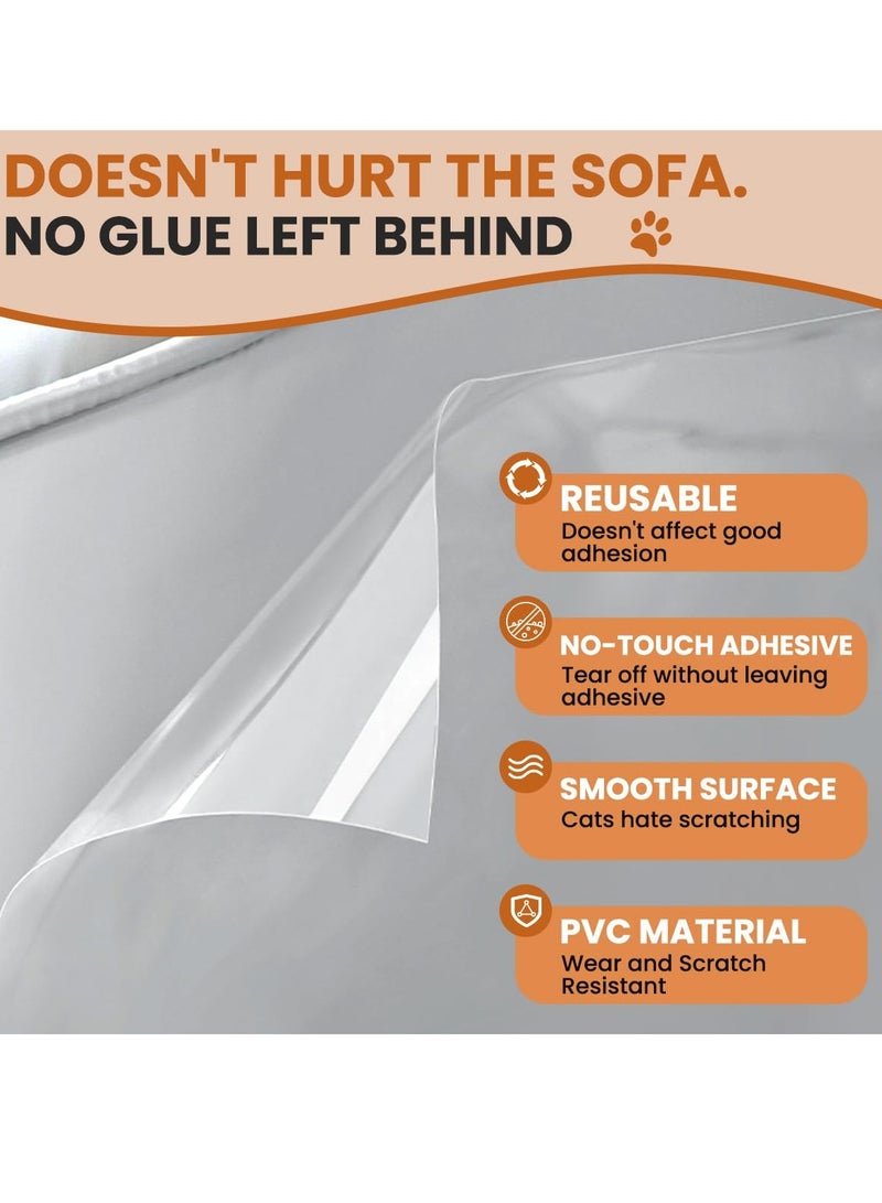 SYOSI 2Pcs Thicken Anti Cat Scratch Furniture Protector Scratch Deterrent Tape for Furniture Single Sided Sticky Couch cat Scratch Protector Couch Corner Protectors for Cats Cat Repellent Tape 118"x8" - Image 4