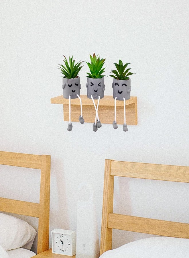 LUZOGA 3Pcs Fake Plant Faux Succulents Cute Hanging Leg Emotional Cement Potted,Creative Artificial Succulent Plants with Pots, Mini Potted Succulents for Home/Office/Shelf Decor - Image 5