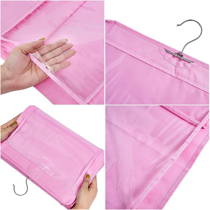 JENY Hanging Handbag Organizer DustProof Storage Holder Space Saver Wardrobe Tidy Closet Purse Rack Hanger Clutch with 6 Larger Pocket Homewares Nonwoven Foldable Universal Pink - Image 5