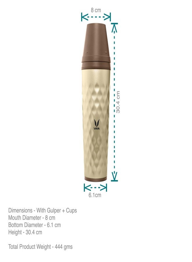 VAYA DRYNK Stainless Steel Water Bottle for Office, 525ml Vacuum Insulated Flask Water Bottle with Gupler Lid, Hot and Cold Thermos Flask for Adults, Leakproof Travel Bottle,Gold - Image 4