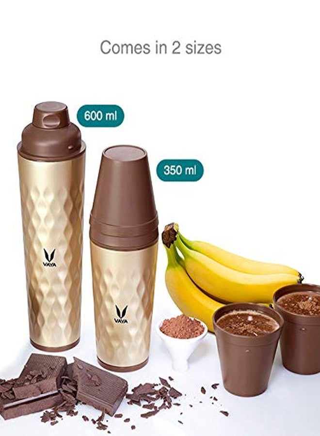VAYA DRYNK Stainless Steel Water Bottle for Office, 525ml Vacuum Insulated Flask Water Bottle with Gupler Lid, Hot and Cold Thermos Flask for Adults, Leakproof Travel Bottle,Gold - Image 2