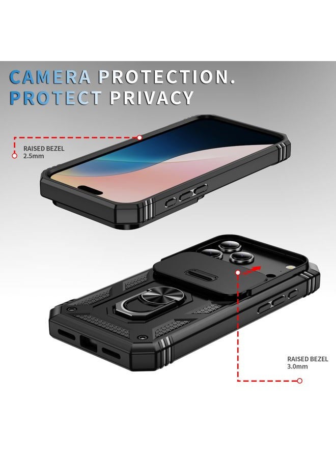 Pasnew Case for iPhone 17 Pro Max with Kickstand & Slide Camera Cover,Military Grade Heavy Duty Full Body Shockproof Hard Shell for iPhone17Promax, Black - Image 2