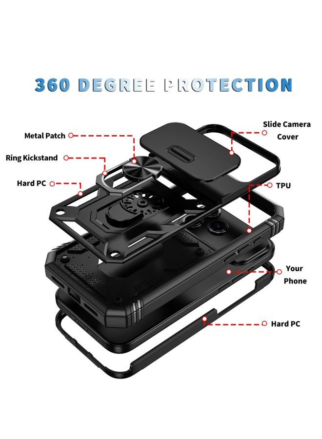 Pasnew Case for iPhone 17 Pro Max with Kickstand & Slide Camera Cover,Military Grade Heavy Duty Full Body Shockproof Hard Shell for iPhone17Promax, Black - Image 5