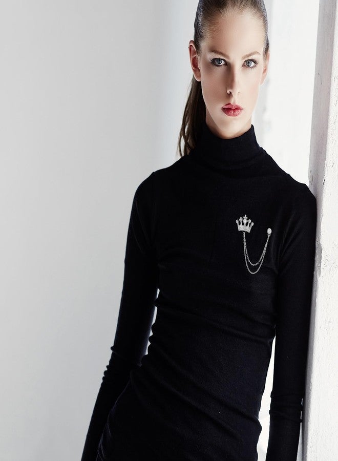 EupHHonycs 2PCS Suit Hanging Chain Men's Crown Retro Crystal Pins Collar Pin Brooch with Stone Detailing Suit Stud Lapel Rhinestone Pin Engraving, Metal Crystal for Breastpin Wedding Brooch - Image 4