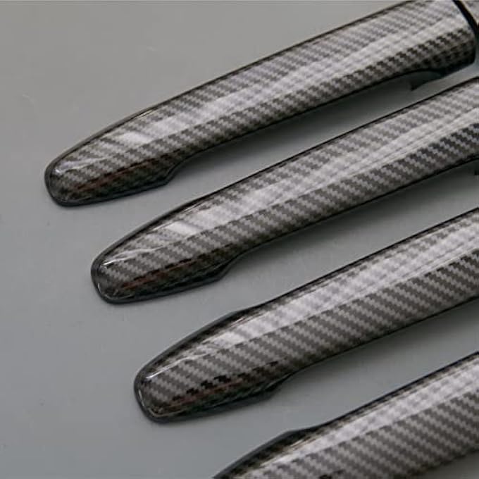 ريحني إطار غطاء مقبض باب بطباعة ألياف الكربون على الطراز الرياضي لميتسوبيشي لانسر إيفولوشن X أوتلاندر سبورت ASX بدون فتحات بدون مفاتيح - Image 3