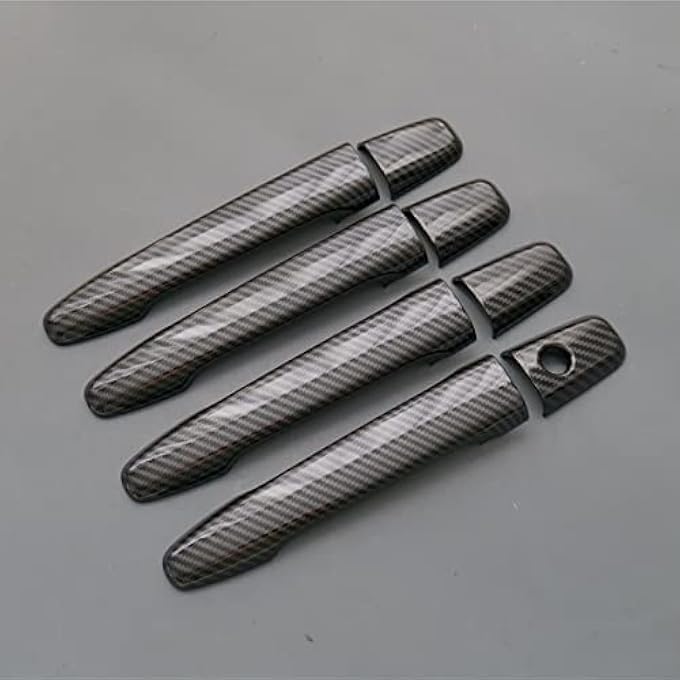 ريحني إطار غطاء مقبض باب بطباعة ألياف الكربون على الطراز الرياضي لميتسوبيشي لانسر إيفولوشن X أوتلاندر سبورت ASX بدون فتحات بدون مفاتيح - Image 1