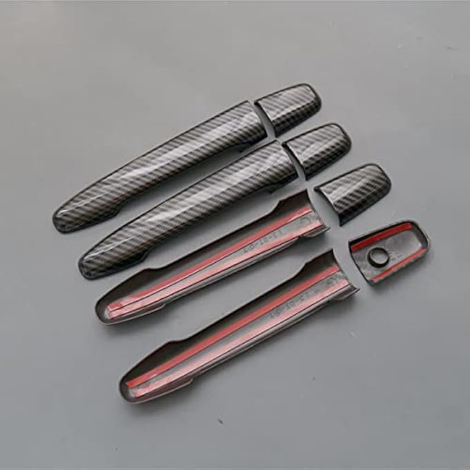 ريحني إطار غطاء مقبض باب بطباعة ألياف الكربون على الطراز الرياضي لميتسوبيشي لانسر إيفولوشن X أوتلاندر سبورت ASX بدون فتحات بدون مفاتيح - Image 5