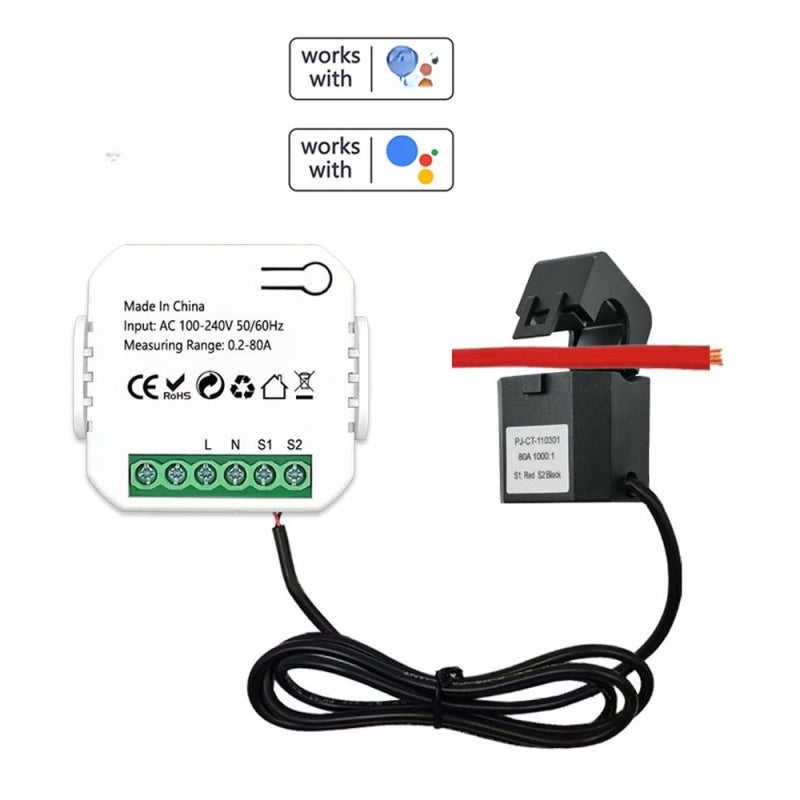Tuya ZigBee Energy Meter Monitor: 0.2-80A Real-time Consumption Tracking - App Remote Control & Voice Compatibility Electricity Monitor for Home Appliance Power Management - Image 1