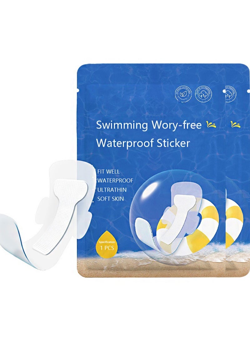 Aikanbo 2Pcs Swimming Worry-free Waterproof Sticker，Water Park Female's Waterproof Protective Stickers Special Non-Stick Hair Private Parts Anti-Infection Protection Skin Bath Stickers  - Image 1