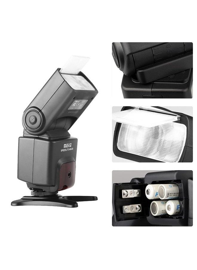 Meike - MK430 E-TTL Speedlite Shoe Mount Flash for 70D 77D 80D Rebel T7i T6i T6s T6 T5i T5 T4i T3i SL2 and Other EOS DSLR Cameras - Image 1