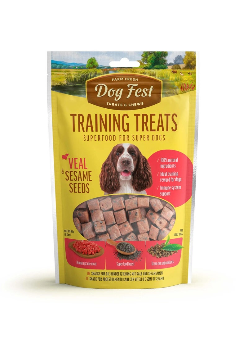Dog Fest Training Treats – Veal & Sesame Seeds | Superfood Dog Bites for Immunity & Reward – 90g - Image 1