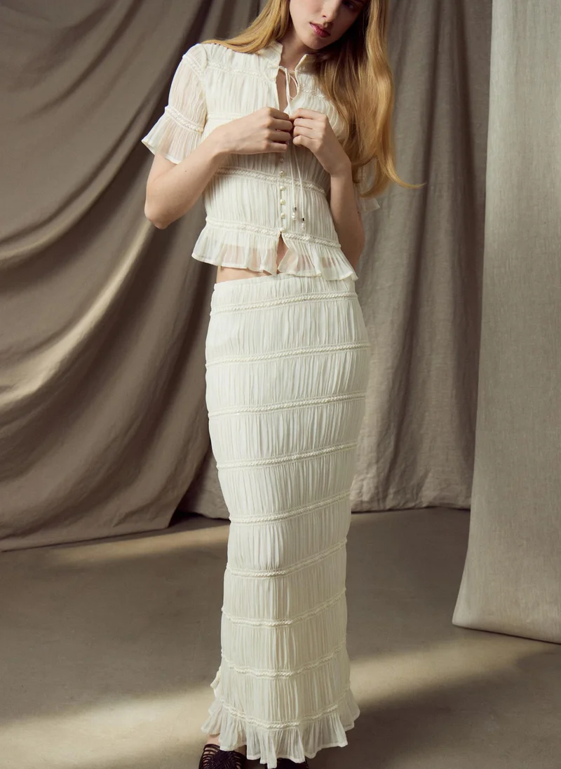 Lichi  Maxi skirt in crinkled fabric for Women | Best Price UAE