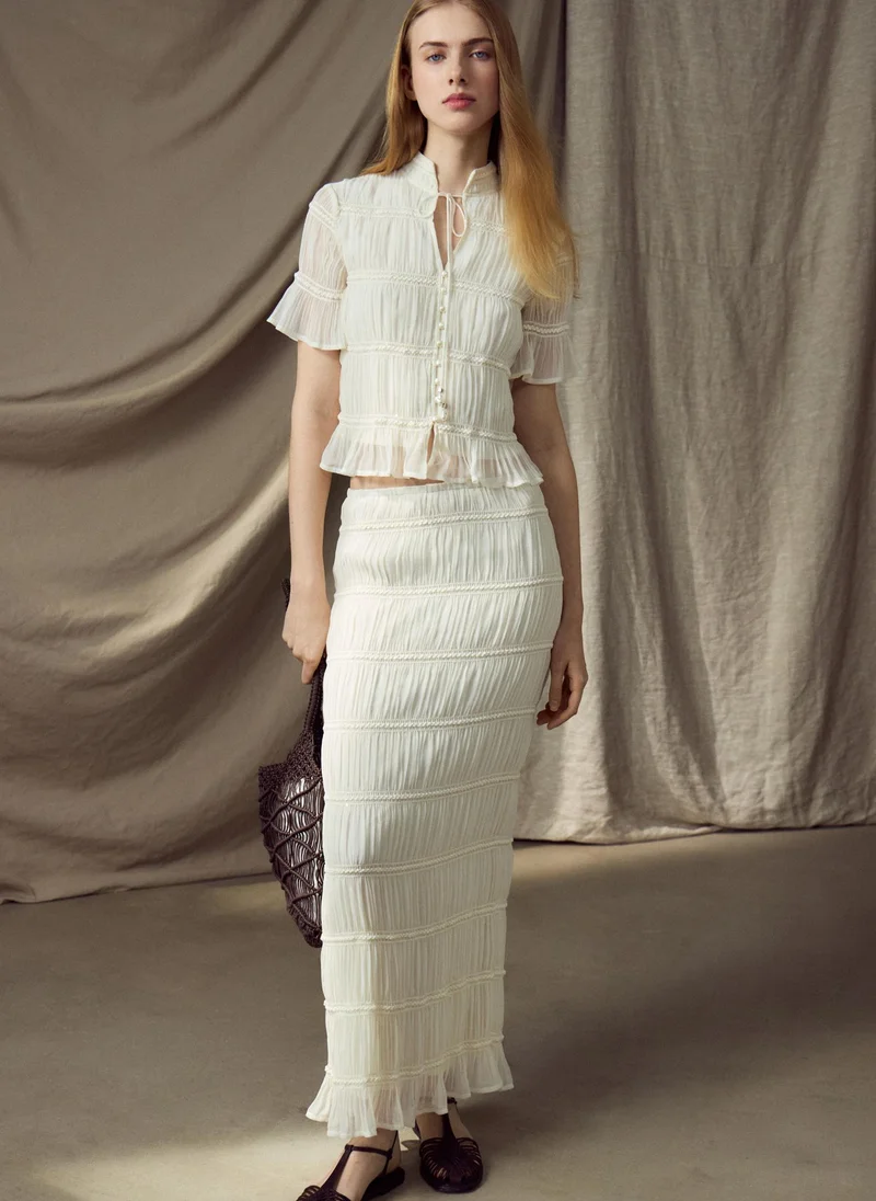 Lichi  Maxi skirt in crinkled fabric for Women | Best Price UAE