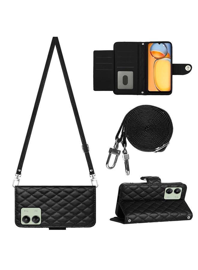 The Bros حافظة لهاتف شاومي ريدمي 13C 4G بتصميم ماسي مع حزام طويل