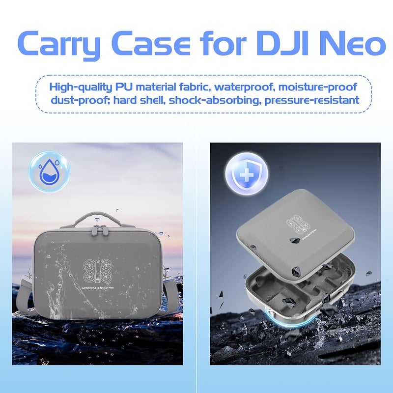 Careflection Neo Case Portable PU Storage Protective Bag Waterproof Travel Hard Case for DJI Neo Fly More Combo Accessories - Image 3