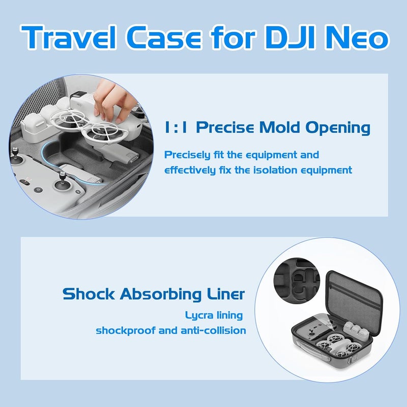 Careflection Neo Case Portable PU Storage Protective Bag Waterproof Travel Hard Case for DJI Neo Fly More Combo Accessories - Image 4