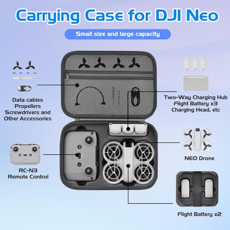 Careflection Neo Case Portable PU Storage Protective Bag Waterproof Travel Hard Case for DJI Neo Fly More Combo Accessories - Image 2