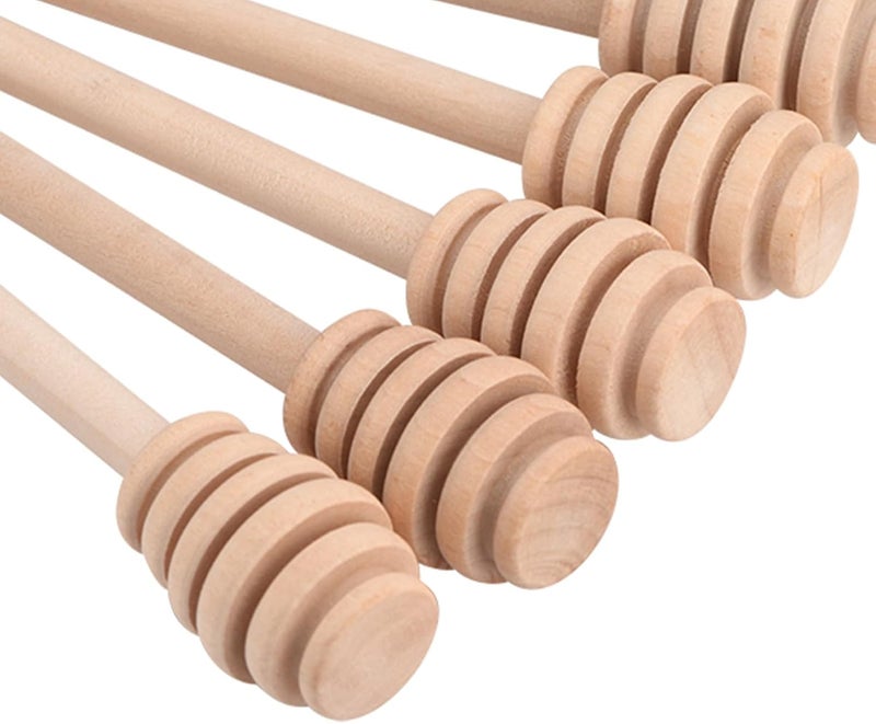Wooden Dipper Sticks, 50Pcs Set, 10.5cm, Natural Food - Grade Wood - Easy Dispensing, Deep Groove Design, Ideal for and Syrup (Take Honey King Slotting 16CM) - Image 1