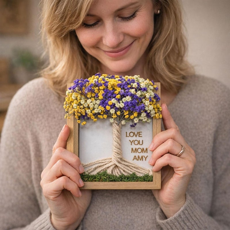 Creative Flower Frame for Mom Birthday Christmas Party Activity Small Home Decoration Family Photo Wooden Photo - Image 2