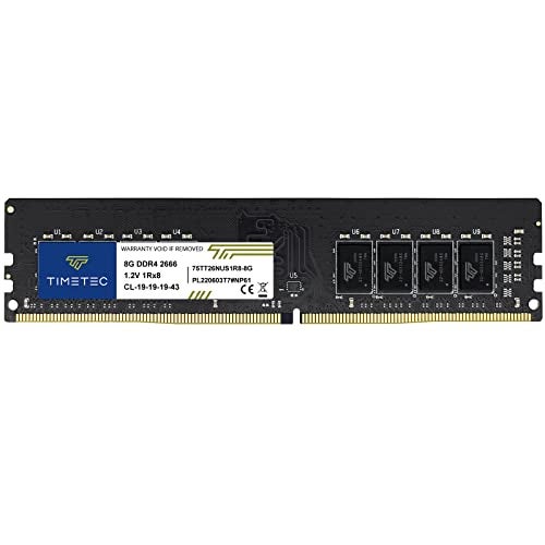 Timetec تيمتيك 8 جيجابايت DDR4 2666 ميجاهرتز PC4-21300 غير متوازن غير مخزن 1.2 فولت CL19 1Rx8 تصنيف فردي 288 دبوس UDIMM ترقية ذاكرة الكمبيوتر المكتبي (8 جيجابايت) - Image 1