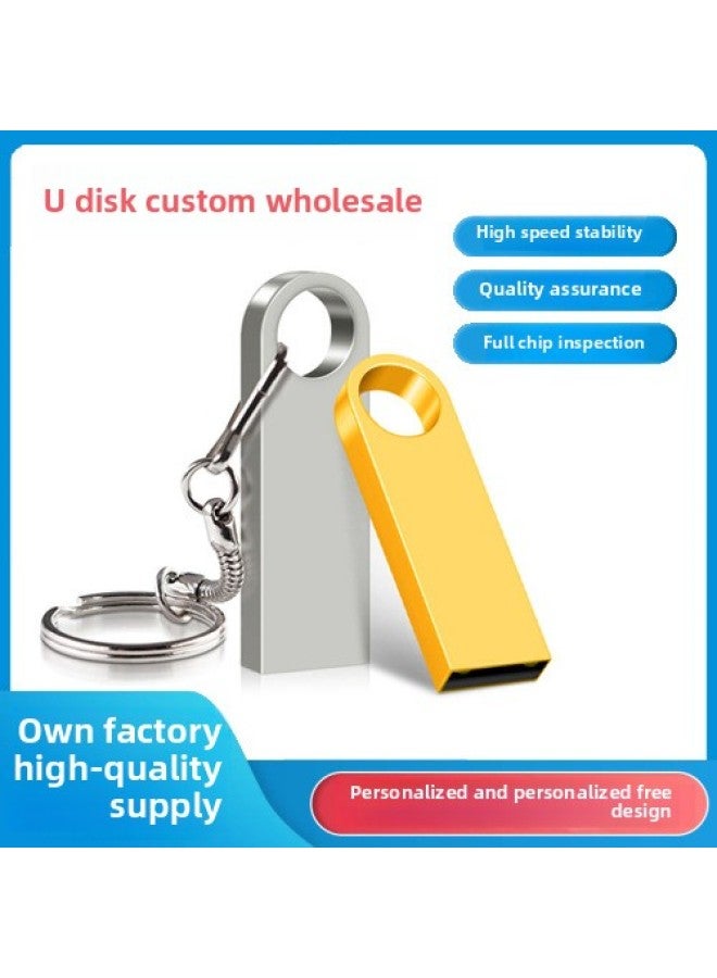 U Disk 16GB Car Music USB Gift Bid 64G High Speed Metal U Disk Lettering 128g-Color:Gold-Capacity:8GB - Image 3