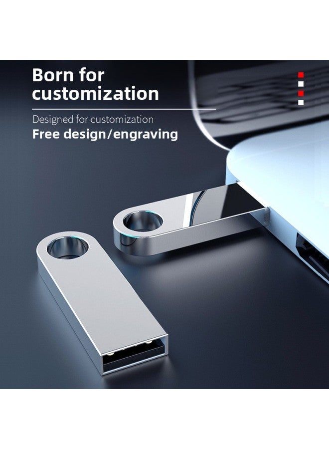 U Disk 16GB Car Music USB Gift Bid 64G High Speed Metal U Disk Lettering 128g-Color:Gold-Capacity:8GB - Image 2