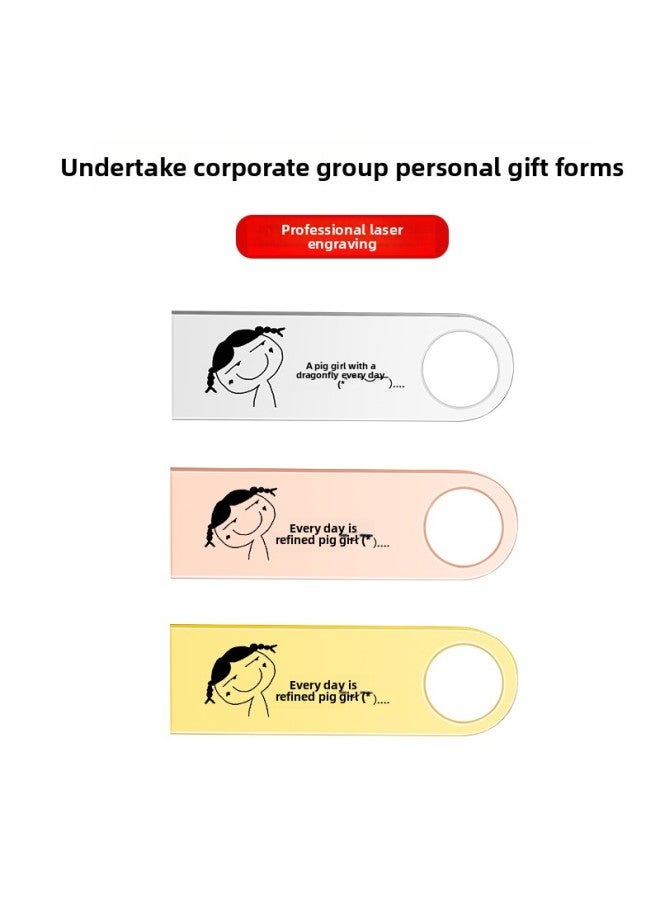 U Disk 16GB Car Music USB Gift Bid 64G High Speed Metal U Disk Lettering 128g-Color:Gold-Capacity:8GB - Image 5