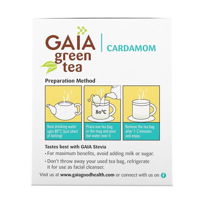 Gaia Green Tea Elaichi 25 tea bags - Image 4