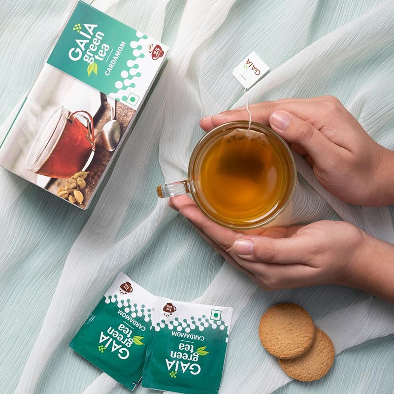Gaia Green Tea Elaichi 25 tea bags - Image 3