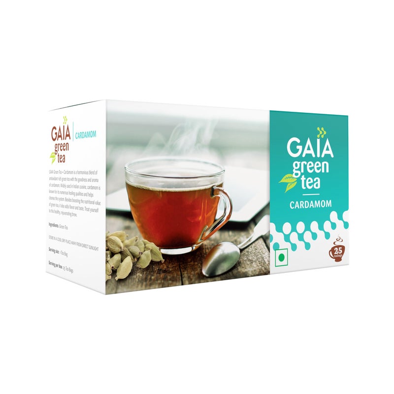 Gaia Green Tea Elaichi 25 tea bags - Image 2