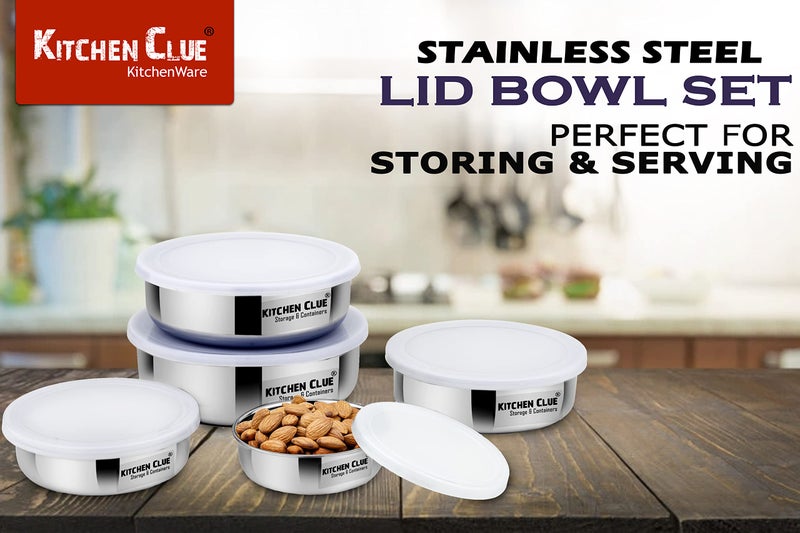KITCHEN CLUE Stainless Steel Airtight & Leak-Proof Food/Snack Storage Containers Set of 5 Pcs, Silver Color - Lunch Box/Tiffin Set for Office School - Kids & Adults - 5 Pcs Kitchen Storage Containers - Image 5