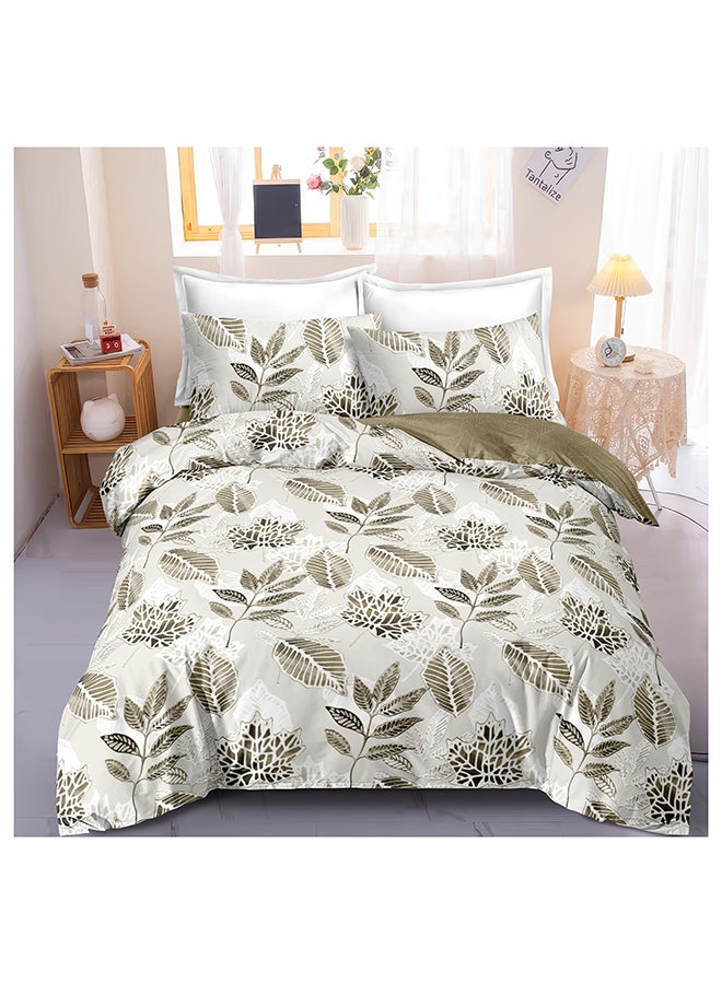 Noon East 4Pcs Duvet Cover Set | Soft Microfiber Material | Multiple Color | 1 Duvet Cover 230 X 220 Cm, 1 Fitted Sheet 180 X 200 Cm With 30 Cm Deep Pocket, 2 Pillow Cases 50 X 75 Cm | Suitable For Queen Size Mattress - Image 1