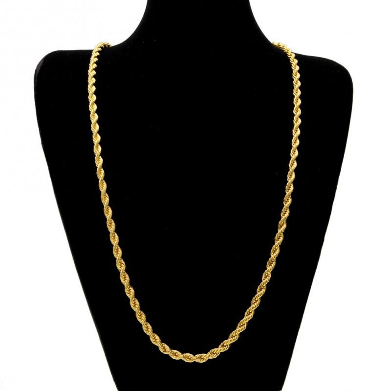 Gold Plated Twisted Chain Necklace 3mm Unisex Jewelry for Couples - Image 3