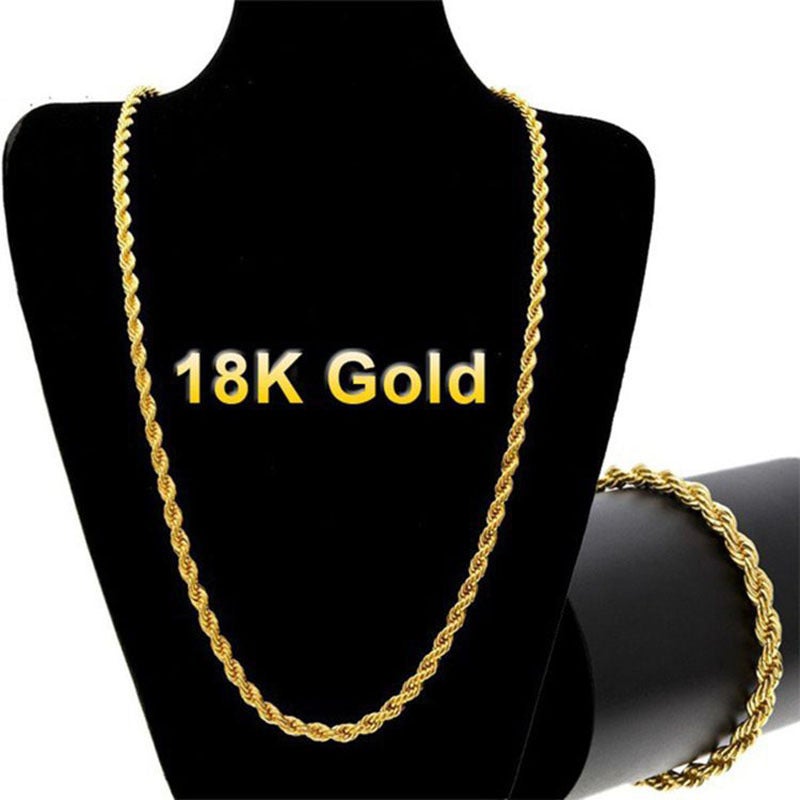Gold Plated Twisted Chain Necklace 3mm Unisex Jewelry for Couples - Image 2
