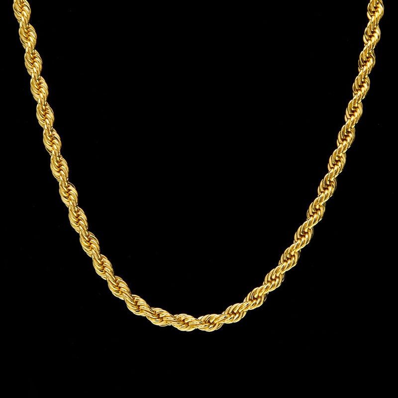 Gold Plated Twisted Chain Necklace 3mm Unisex Jewelry for Couples - Image 5