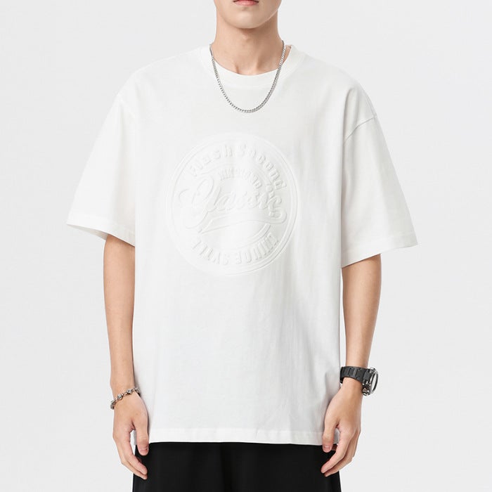 American-Style Heavy Short-Sleeved T-Shirt Men'S High-Grade Men'S Loose Plus Size Men'S Boys' Half-Sleeved T-Shirt - Image 1