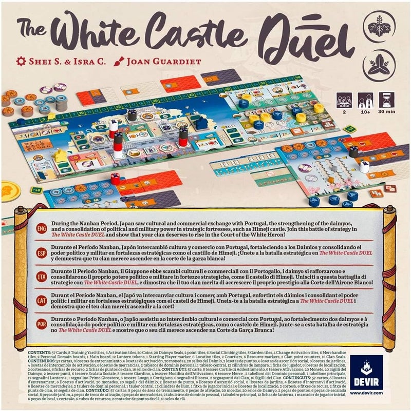 Devir - The White Castle: Duel Board Game, Two Player Strategy Euro Game Set in Feudal Japan for Adults & Teens, Age +10, 2 Players, 30 Playtime, Multi-Language - Image 3