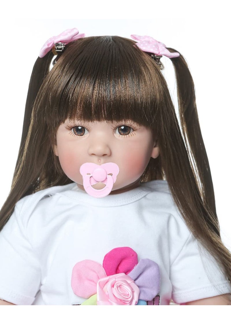 Arabest 24 inch, Silicone Vinyl Recycled Toddler Princess Doll, Dress Padded Cloth Body, Newborn Baby Doll Looks Realistic - Image 3