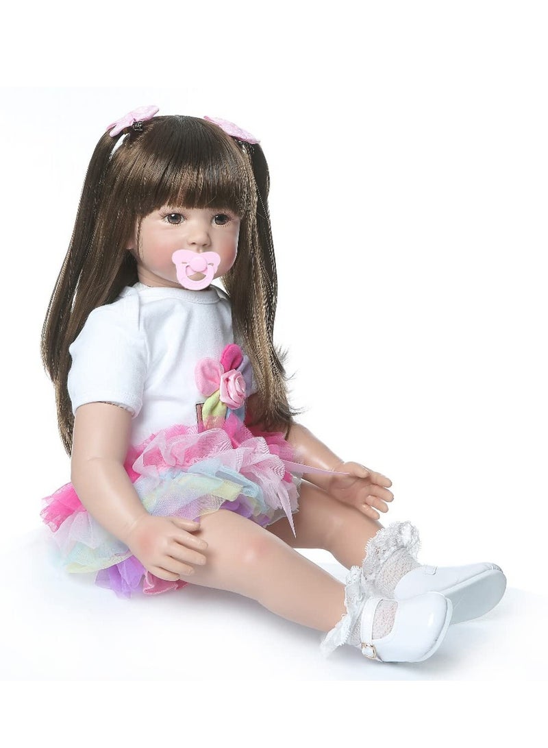 Arabest 24 inch, Silicone Vinyl Recycled Toddler Princess Doll, Dress Padded Cloth Body, Newborn Baby Doll Looks Realistic - Image 4