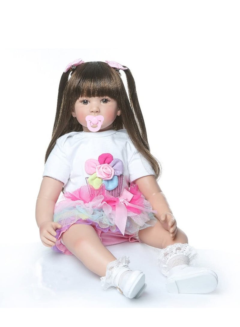 Arabest 24 inch, Silicone Vinyl Recycled Toddler Princess Doll, Dress Padded Cloth Body, Newborn Baby Doll Looks Realistic - Image 2