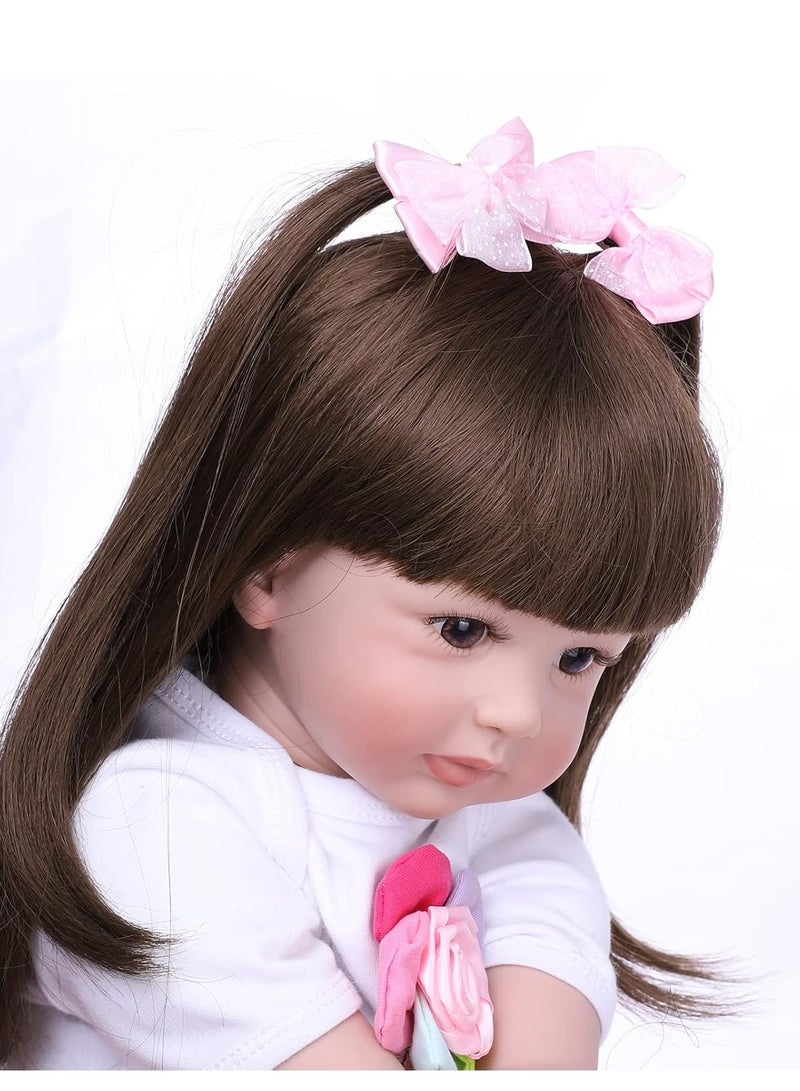 Arabest 24 inch, Silicone Vinyl Recycled Toddler Princess Doll, Dress Padded Cloth Body, Newborn Baby Doll Looks Realistic - Image 5