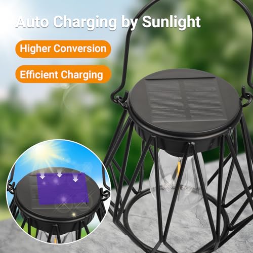TaoFiaCo Solar Lanterns Outdoor Waterproof, Upgraded Powered Hanging Solar Lights for Outside, Auto On/Off, Brighter Hanging Outdoor Decor Lights for Yard Garden Patio Pathway 2 Pack - Image 3