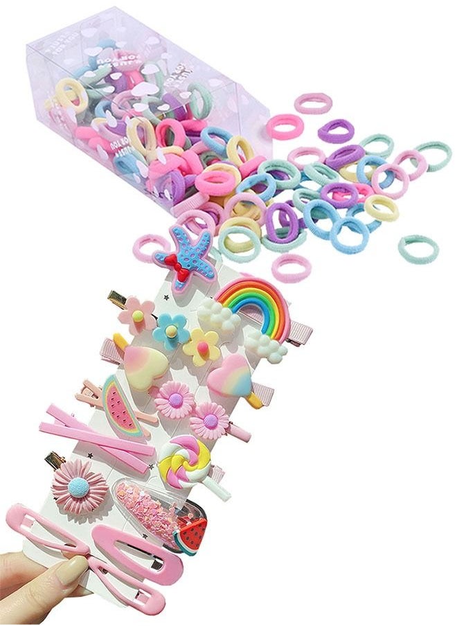 ZCM-HAPPY 114 Piece Sets Various Hair Clips Hair Band Hair Rings for Children Girls Toddlers  - Image 1